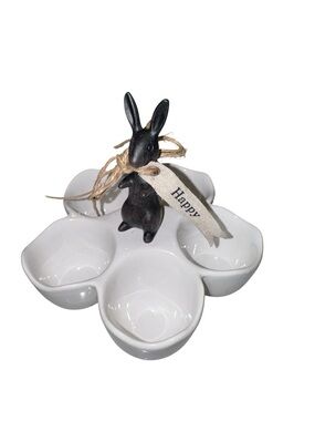 Mud Pie Easter Bunny Six-Egg Sectional Ceramic Holder